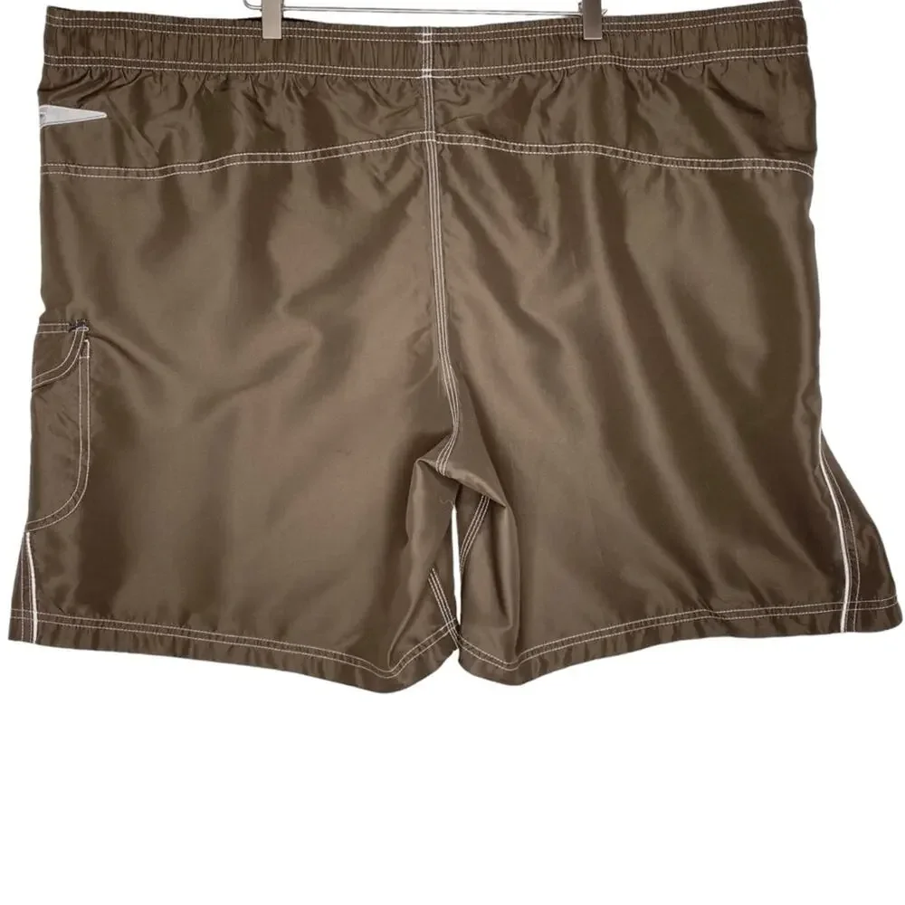 Speedo Marina Volley Swim Trunks Brown Knee Length Boardshorts Men's Size XXL